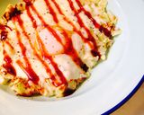 春キャベツとホタテのカルボ風お好み焼き作り方6写真