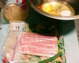 ﾍﾞｰｺﾝ＆ｲﾝｹﾞﾝ巻き★だし巻き玉子作り方1写真