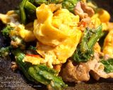超簡単！菜の花と豚肉のウマウマ中華卵炒め作り方5写真