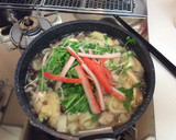 水菜とお揚げのきしめんうどん作り方4写真