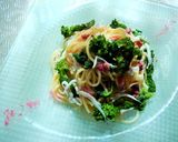 桜の香りの菜の花と白魚のスパゲッティ作り方5写真