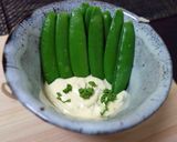 スナップエンドウのにんにくマヨネーズ添え作り方3写真