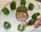 ピーマン茶碗蒸し♪具を詰めて電子レンジ作り方4写真