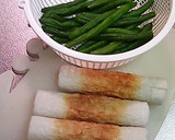ちくわといんげんギョウザ皮焼き作り方1写真