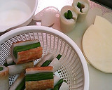 ちくわといんげんギョウザ皮焼き作り方2写真