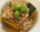 かぼちゃの煮物にそぼろをのせたやつ。作り方5写真