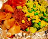 ぺったんこハンバーグと野菜のロースト作り方9写真