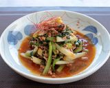 レンジで旬を味わう！ワケギの肉味噌炒め作り方3写真