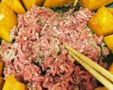 ご飯がすすむ！カボチャと茄子の挽肉炒め煮作り方5写真