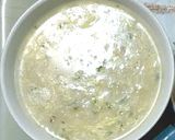 朝ご飯／お粥と切干大根と卵サラダと牛乳作り方1写真