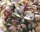 アサリのアヒージョ：白ワイン蒸しのパスタ作り方19写真