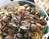 アサリのアヒージョ：白ワイン蒸しのパスタ作り方20写真