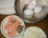 今朝の鮭の塩焼きで鮭チャーハン作り方1写真