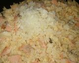 今朝の鮭の塩焼きで鮭チャーハン作り方5写真