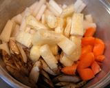 簡単!さば缶と根菜、油揚げの煮物作り方3写真