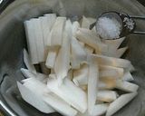 蕪と青菜とハムの炒め物作り方2写真