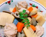 ☆春野菜と鶏つくねの煮物☆作り方7写真