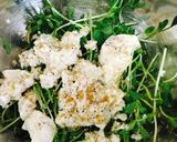 豆苗と水菜、豆腐和えサラダ作り方1写真