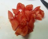 チンゲン菜花とトマトのゴママヨ和え作り方3写真