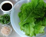 肉巻きおにぎり☆甘酢生姜･大葉＋サンチュ作り方1写真