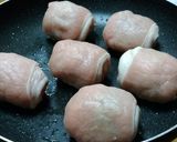 肉巻きおにぎり☆甘酢生姜･大葉＋サンチュ作り方5写真