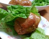 肉巻きおにぎり☆甘酢生姜･大葉＋サンチュ作り方11写真