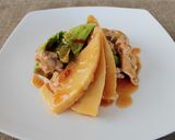 野菜が美味！たけのこと春キャベツの肉炒め作り方5写真