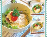 ふんわり豆腐チーズソースのハンバーグ丼♪作り方5写真