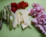 簡単！筍とアスパラの肉炒め(カツオ風味)作り方1写真