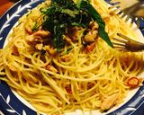 梅とツナと大葉のペペロンチーノ作り方7写真