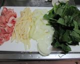 ホウレン草と豚肉の炒め物（ジャガ芋入り）作り方1写真