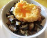 なす味噌炒めの・とろとろ揚げ卵丼作り方7写真