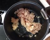 鳥挽肉で親子粥作り方2写真