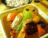 さば味噌缶と根菜mixの和風カレー♪作り方5写真