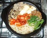 納豆キムチうどん♪白菜キムチ豚肉豆腐入り作り方7写真