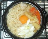 簡単味噌煮込みうどん♪鶏むね肉油揚げ卵作り方8写真