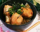 唐揚げとキャベツの甘辛旨味丼作り方5写真