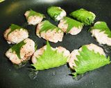 鶏ひき肉の青しそ巻焼作り方3写真