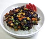 ひじき煮リメイク　かき揚げ丼作り方3写真