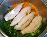 簡単！鶏ささみと野菜の酒蒸し。胡麻ソース作り方2写真