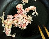 長芋と牛肉とさやえんどうの醤油炒め作り方1写真