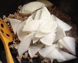 大根と絹さやの豚そぼろ味噌炒め作り方4写真