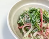 簡単‼水菜とカニカマのサラダ作り方1写真