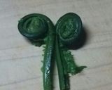 野趣ゆたかなコゴミと京風揚げの煮びたし作り方3写真