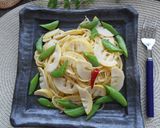 筍とスナップえんどうのペペロンチーノ風作り方7写真