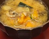 かぼちゃ、みょうが、しめじのお味噌汁作り方4写真