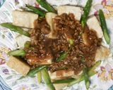豆腐・アスパラ・玉ねぎ・あんかけ乗せ作り方7写真