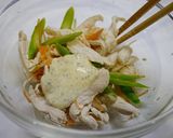 糖質制限！ムネ肉とアスパラの粒マヨ和え作り方3写真