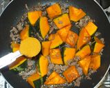 かぼちゃとひき肉と新玉ねぎのカレー粉煮作り方4写真
