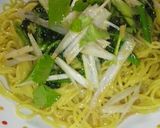 菜の花と春菊のゴマだれ冷やし麺作り方3写真